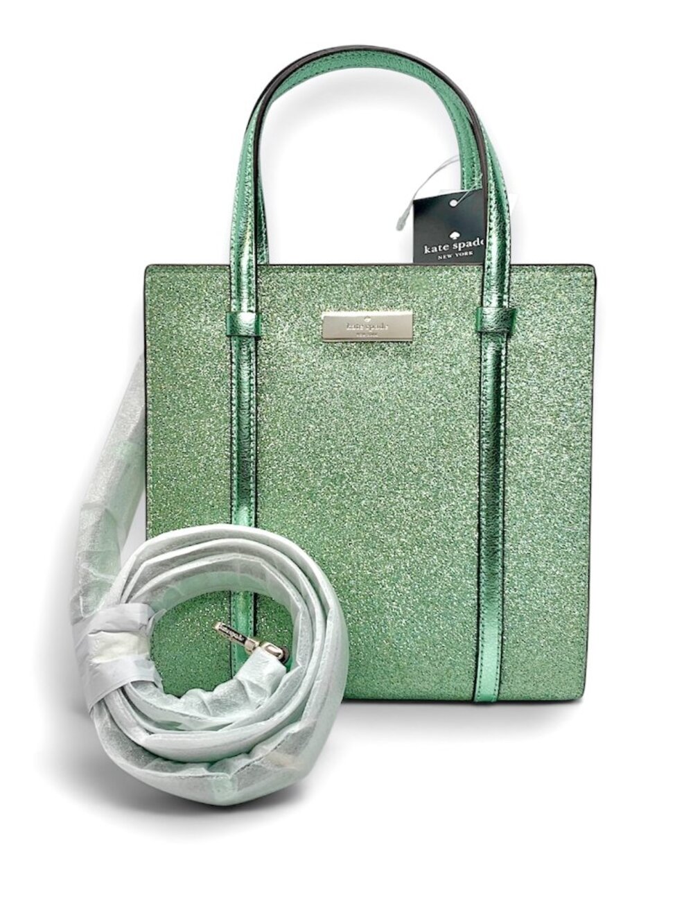 Kate Spade—Glitter Kenzie Small Crossbody Tote—Seawater *NWT*